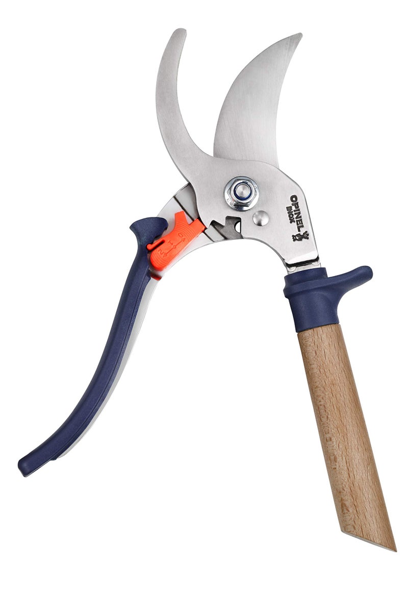 Opinel Hand Pruning Shears with non-slip beech wood handle perfect for bypass trimmers, garden, hedge, lawn clippers or hand scissors with stainless steel blade (Blue) - Image 3